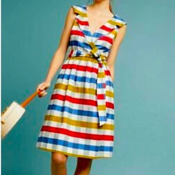 Maeve Dresses & Skirts - Maeve Anthropologie Cricket Club Fit & Flair Cotton Gingham Check Dress Sz 2